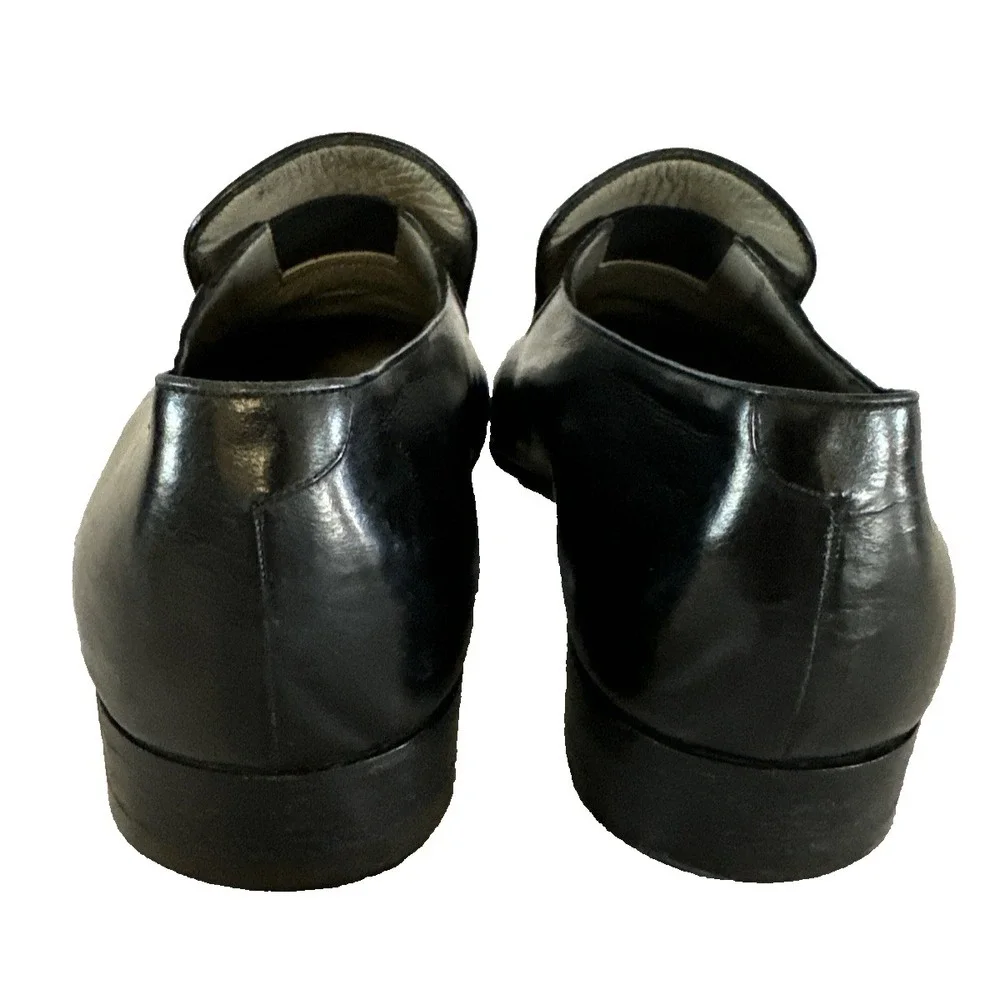 Aldrovandi Men's Black Leather Slip-On Loafers Hand made in Italy US 10.5 EU 9.5